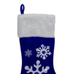 Northlight 22.25" Blue And White Velveteen Embroidered Christmas Stocking -Chic Christmas Decoration northlight l27898 1 26687.1588369035