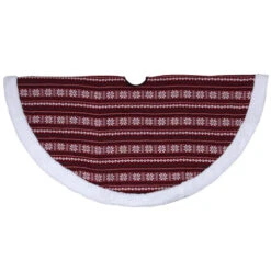 Northlight 48" Red And White Knitted Snowflake Lodge Christmas Tree Skirt