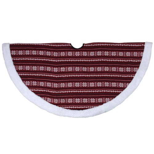Northlight 48" Red And White Knitted Snowflake Lodge Christmas Tree Skirt 1 Northlight 48" Red And White Knitted Snowflake Lodge Christmas Tree Skirt