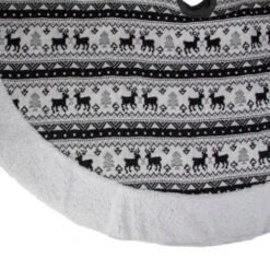 Northlight 48" Black And White Knitted Reindeer Lodge Round Christmas Tree Skirt -Chic Christmas Decoration northlight l27905 1 68698.1588357455