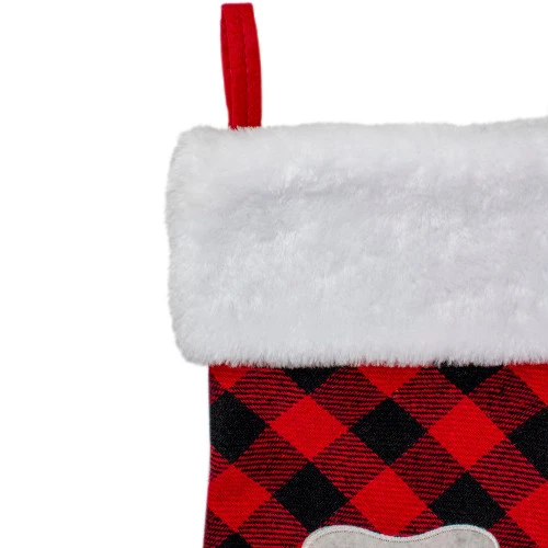 Northlight 15.5" Red And Black Buffalo Plaid Pet Embroidered Christmas Stocking 4 Northlight 15.5" Red And Black Buffalo Plaid Pet Embroidered Christmas Stocking - Image 4