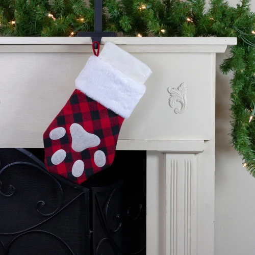 Northlight 15.5" Red And Black Buffalo Plaid Pet Embroidered Christmas Stocking 2 Northlight 15.5" Red And Black Buffalo Plaid Pet Embroidered Christmas Stocking - Image 2