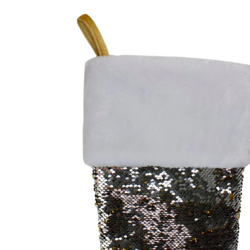 Northlight 22.75" Gold And Silver Reversible Sequined Christmas Stocking 5 Northlight 22.75" Gold And Silver Reversible Sequined Christmas Stocking - Image 5