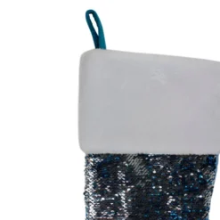 Northlight 22.75" Sky Blue And Silver Reversible Sequined Christmas Stocking With Faux Fur Cuff -Chic Christmas Decoration northlight l27914 3 62194.1588344223
