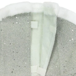 Northlight 20" Silver Glittered Mini Christmas Tree Skirt With White Fur Trim -Chic Christmas Decoration northlight l27918 03 53443.1691160923