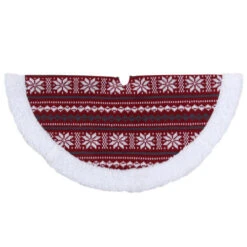 Northlight 20" Gray And Red Snowflakes Lodge Mini Christmas Tree Skirt With High Pile Fleece Trim