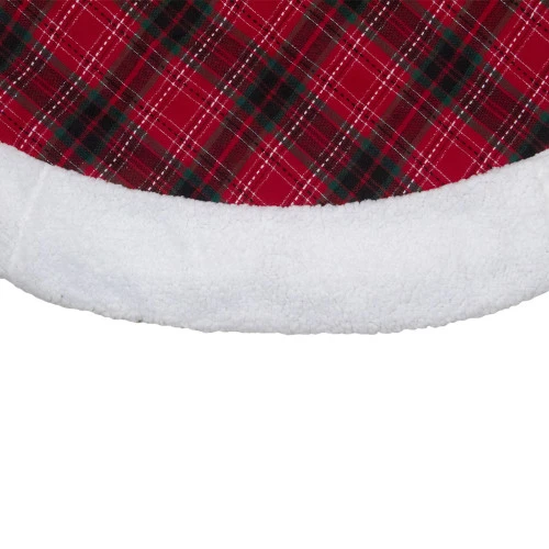Northlight 60" Red And Green Plaid Christmas Tree Skirt With White High Pile Fleece Trim 3 Northlight 60" Red And Green Plaid Christmas Tree Skirt With White High Pile Fleece Trim - Image 3