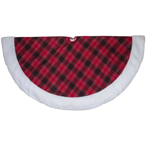 Northlight 60" Red And Green Plaid Christmas Tree Skirt With White High Pile Fleece Trim 1 Northlight 60" Red And Green Plaid Christmas Tree Skirt With White High Pile Fleece Trim