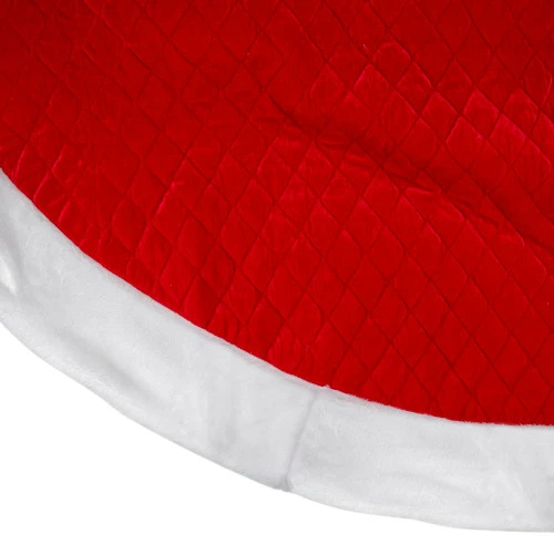 Northlight 72" Red And White Quilted Christmas Tree Skirt With Faux Fur Trim 3 Northlight 72" Red And White Quilted Christmas Tree Skirt With Faux Fur Trim - Image 3
