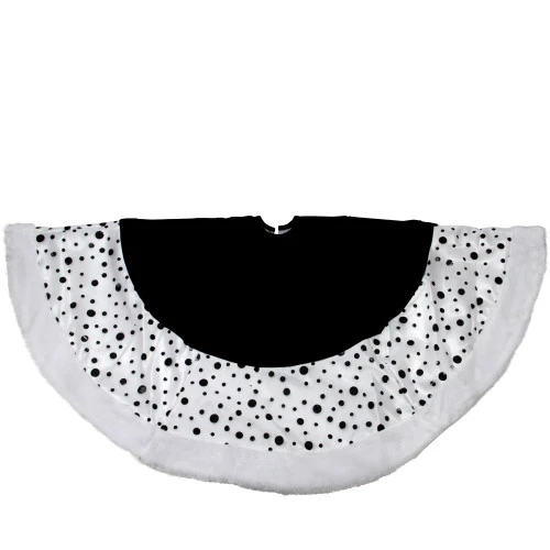 Northlight 48" Black And White Glittered Polka Dot Christmas Tree Skirt With Faux Fur Trim 1 Northlight 48" Black And White Glittered Polka Dot Christmas Tree Skirt With Faux Fur Trim