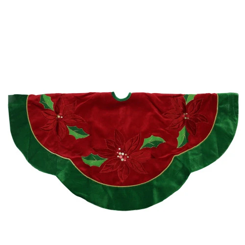 Northlight 48" Red And Green Sequined Poinsettia Christmas Tree Skirt 1 Northlight 48" Red And Green Sequined Poinsettia Christmas Tree Skirt