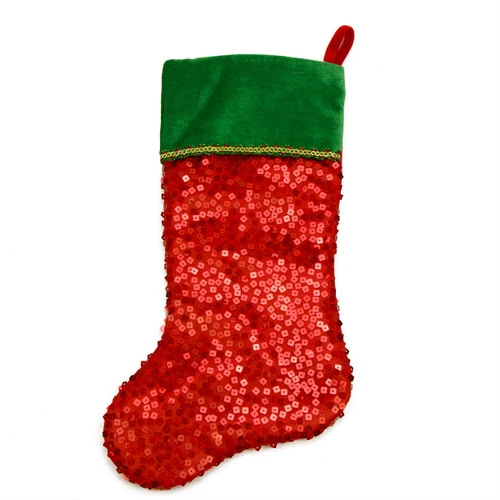 Northlight 20" Red And Green Holographic Sequined Christmas Stocking With Cuff 2 Northlight 20" Red And Green Holographic Sequined Christmas Stocking With Cuff - Image 2