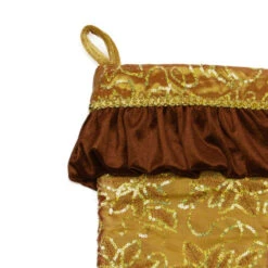 Northlight 19" Gold Sequined Floral Venetian Style Ruffle Cuff Christmas Stocking -Chic Christmas Decoration northlight l35352 3 90586.1665610431