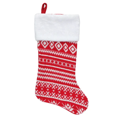 Northlight 22" Red And White Rustic Lodge Knit Christmas Stocking With Cuff 1 Northlight 22" Red And White Rustic Lodge Knit Christmas Stocking With Cuff