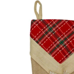 Northlight 20.5" Beige And Red Plaid V-Cuff Christmas Stocking -Chic Christmas Decoration northlight l35650 4 46058.1665610427