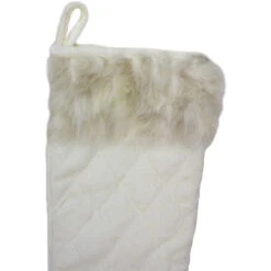 Northlight 20.5" Quilted Cream And Tan Velveteen Christmas Stocking With Faux Fur Cuff -Chic Christmas Decoration northlight l85457 1 71594.1588350417