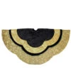 Northlight 48" Black And Gold Velveteen Floral Scallop Christmas Tree Skirt
