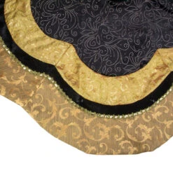 Northlight 48" Black And Gold Velveteen Floral Scallop Christmas Tree Skirt -Chic Christmas Decoration northlight l85474 2 55578.1665610739