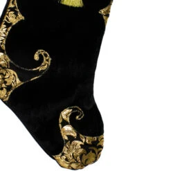 Northlight 21.5" Black And Gold Damask Velveteen Christmas Stocking With Tassel -Chic Christmas Decoration northlight l85479 2 21763.1664988808
