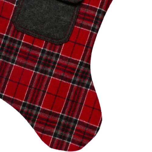 Northlight 20.5" Red And Black Plaid Christmas Stocking With Pocket And Faux Fur Cuff 3 Northlight 20.5" Red And Black Plaid Christmas Stocking With Pocket And Faux Fur Cuff - Image 3