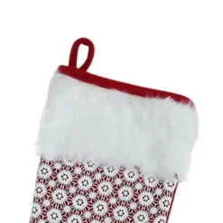 Northlight 20.5" Red And White Lace Christmas Stocking With Cuff -Chic Christmas Decoration northlight l85533 3 61078.1665610431