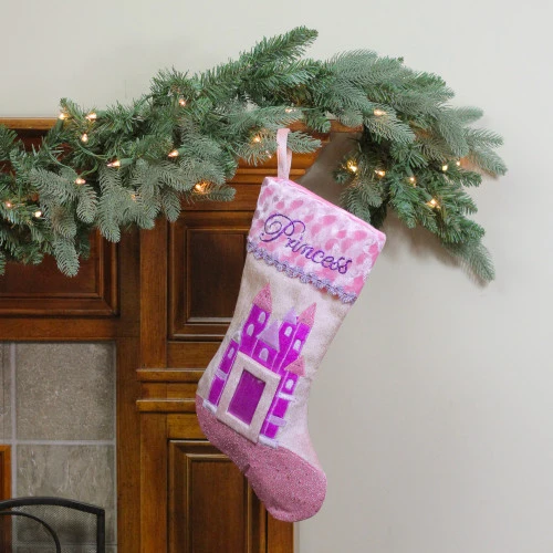 Northlight 20" Pink And Purple Glitter Princess Christmas Stocking 2 Northlight 20" Pink And Purple Glitter Princess Christmas Stocking - Image 2