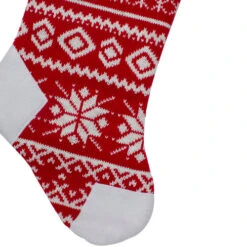 Northlight 21.5" Red And White Knitted Snowflake Christmas Stocking With Fleece Cuff -Chic Christmas Decoration northlight l85551 3 06964.1588373641