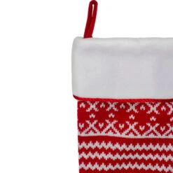 Northlight 21.5" Red And White Knitted Snowflake Christmas Stocking With Fleece Cuff -Chic Christmas Decoration northlight l85551 4 34078.1588373642