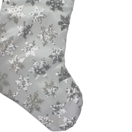 Northlight 19 White And Silver Sequin Snowflake Christmas Stocking 3 Northlight 19 White And Silver Sequin Snowflake Christmas Stocking - Image 3
