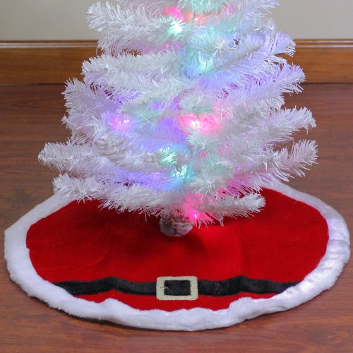 Northlight 20" Traditional Red And White Santa Claus Belt Buckle Mini Christmas Tree Skirt 2 Northlight 20" Traditional Red And White Santa Claus Belt Buckle Mini Christmas Tree Skirt - Image 2