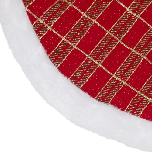 Northlight 20" Red And Gold Plaid Glittered Mini Christmas Tree Skirt 3 Northlight 20" Red And Gold Plaid Glittered Mini Christmas Tree Skirt - Image 3