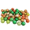 Northlight 60ct Green, Orange, Almond Shatterproof 3-Finish Christmas Ball Ornaments 2.5" (60mm)