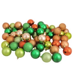 Northlight 60ct Green, Orange, Almond Shatterproof 3-Finish Christmas Ball Ornaments 2.5" (60mm)