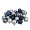 Northlight 32ct Silver And Blue Shatterproof 2-Finish Christmas Ball Ornaments 3.25" (80mm)