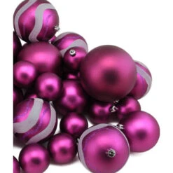 Northlight 39ct Magenta Pink Shatterproof 2-Finish Christmas Ball Ornaments 4" (100mm) -Chic Christmas Decoration northlight lj34116 03 08545.1600305324