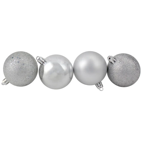 Northlight 24ct Silver 4-Finish Shatterproof Christmas Ball Ornaments 2.5" (60mm) 3 Northlight 24ct Silver 4-Finish Shatterproof Christmas Ball Ornaments 2.5" (60mm) - Image 3