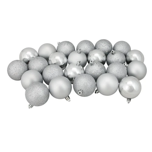 Northlight 24ct Silver 4-Finish Shatterproof Christmas Ball Ornaments 2.5" (60mm) 1 Northlight 24ct Silver 4-Finish Shatterproof Christmas Ball Ornaments 2.5" (60mm)