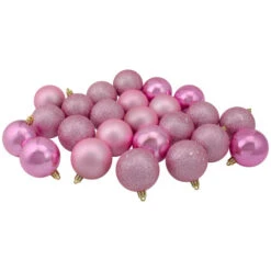 Northlight 60ct Bubblegum Pink Shatterproof 4-Finish Christmas Ball Ornaments 2.5" (60mm)