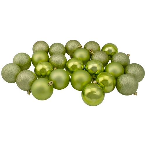 Northlight 60ct Kiwi Green Shatterproof 4-Finish Christmas Ball Ornaments 2.5" (60mm) 1 Northlight 60ct Kiwi Green Shatterproof 4-Finish Christmas Ball Ornaments 2.5" (60mm)