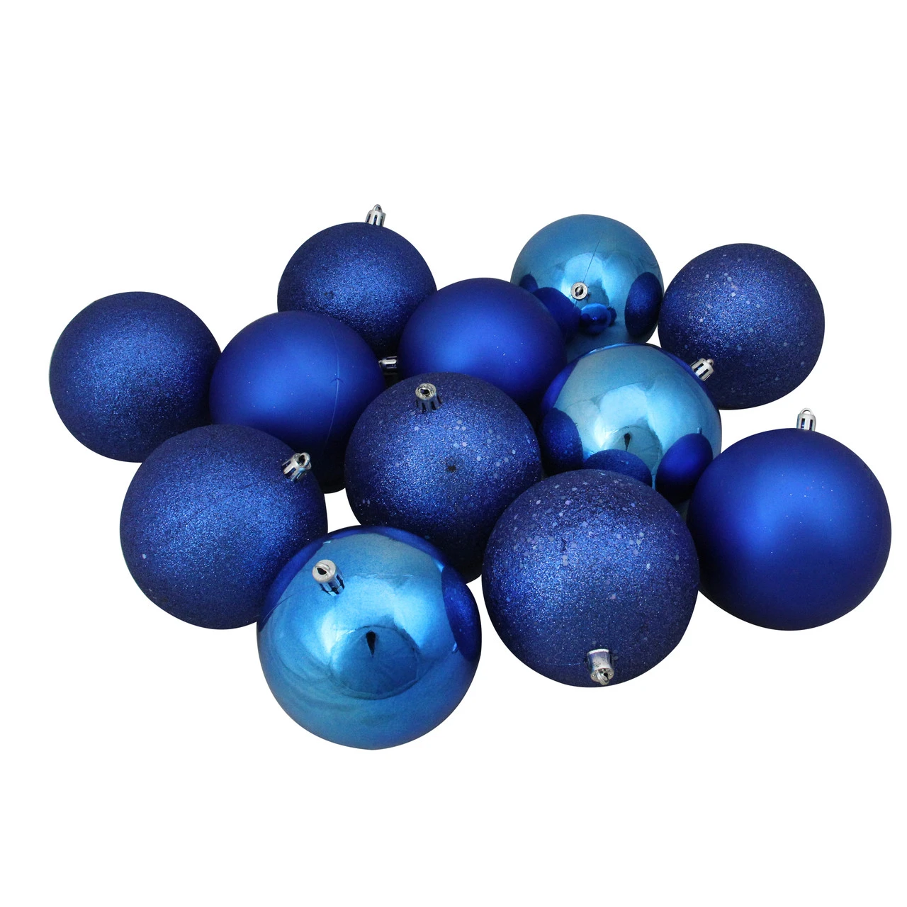 Northlight 12ct Lavish Blue Shatterproof 4-Finish Christmas Ball Ornaments 4" (100mm) 1 Northlight 12ct Lavish Blue Shatterproof 4-Finish Christmas Ball Ornaments 4" (100mm)