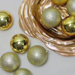 Northlight 12ct Gold Shatterproof 4-Finish Christmas Ball Ornaments 4" (100mm) -Chic Christmas Decoration northlight lj35165 2 80017.1633000832