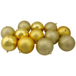 Northlight 12ct Gold Shatterproof 4-Finish Christmas Ball Ornaments 4" (100mm)