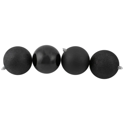 Northlight 12ct Black Shatterproof 4-Finish Christmas Ball Ornaments 4" (100mm) 3 Northlight 12ct Black Shatterproof 4-Finish Christmas Ball Ornaments 4" (100mm) - Image 3