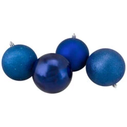Northlight 12ct Royal Blue Shatterproof 4-Finish Christmas Ball Ornaments 4" (100mm) 5 Northlight 12ct Royal Blue Shatterproof 4-Finish Christmas Ball Ornaments 4" (100mm) -Chic Christmas Decoration northlight lj35182 2 05183.1632502736