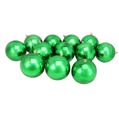 Northlight 12ct Xmas Green Shatterproof Shiny Christmas Ball Ornaments 4" (100mm) 1 Northlight 12ct Xmas Green Shatterproof Shiny Christmas Ball Ornaments 4" (100mm)