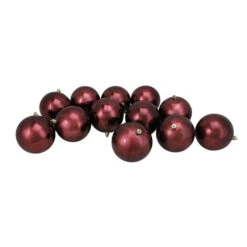 Northlight 12ct Burgundy Red Shatterproof Shiny Christmas Ball Ornaments 4" (100mm)