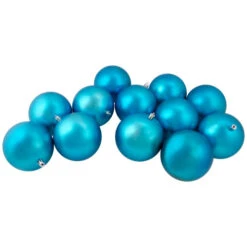 Northlight 12ct Turquoise Blue Shatterproof Matte Christmas Ball Ornaments 4" (100mm)