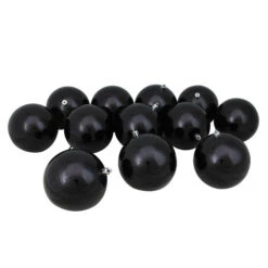 Northlight 12ct Jet Black Shatterproof Christmas Ball Ornaments 4" (100mm)