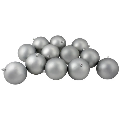Northlight 12ct Pewter Gray Shatterproof Matte Christmas Ball Ornaments 4" (100mm) 1 Northlight 12ct Pewter Gray Shatterproof Matte Christmas Ball Ornaments 4" (100mm)