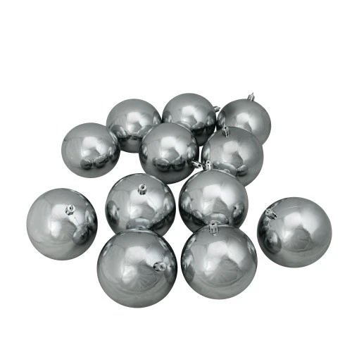 Northlight 12ct Pewter Gray Shatterproof Shiny Christmas Ball Ornaments 4" (100mm) 1 Northlight 12ct Pewter Gray Shatterproof Shiny Christmas Ball Ornaments 4" (100mm)
